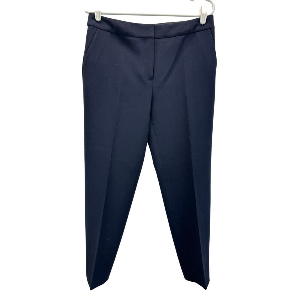 Jaeger Straight Leg Trousers Blue Flat Front Size 10 Business Career Dress Pant